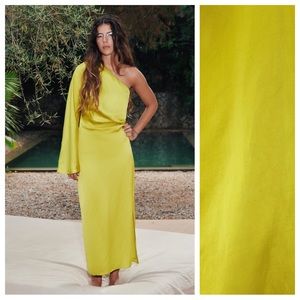 Zara Yellow One-Shoulder Midi Dress